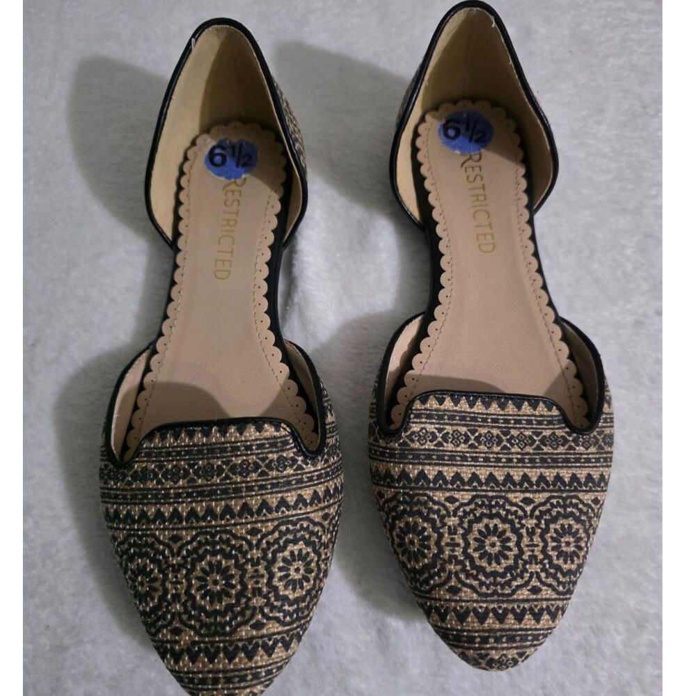 Restricted Women’s 6.5 Boho Tribal Print D’Orsay Pointed Toe Flats